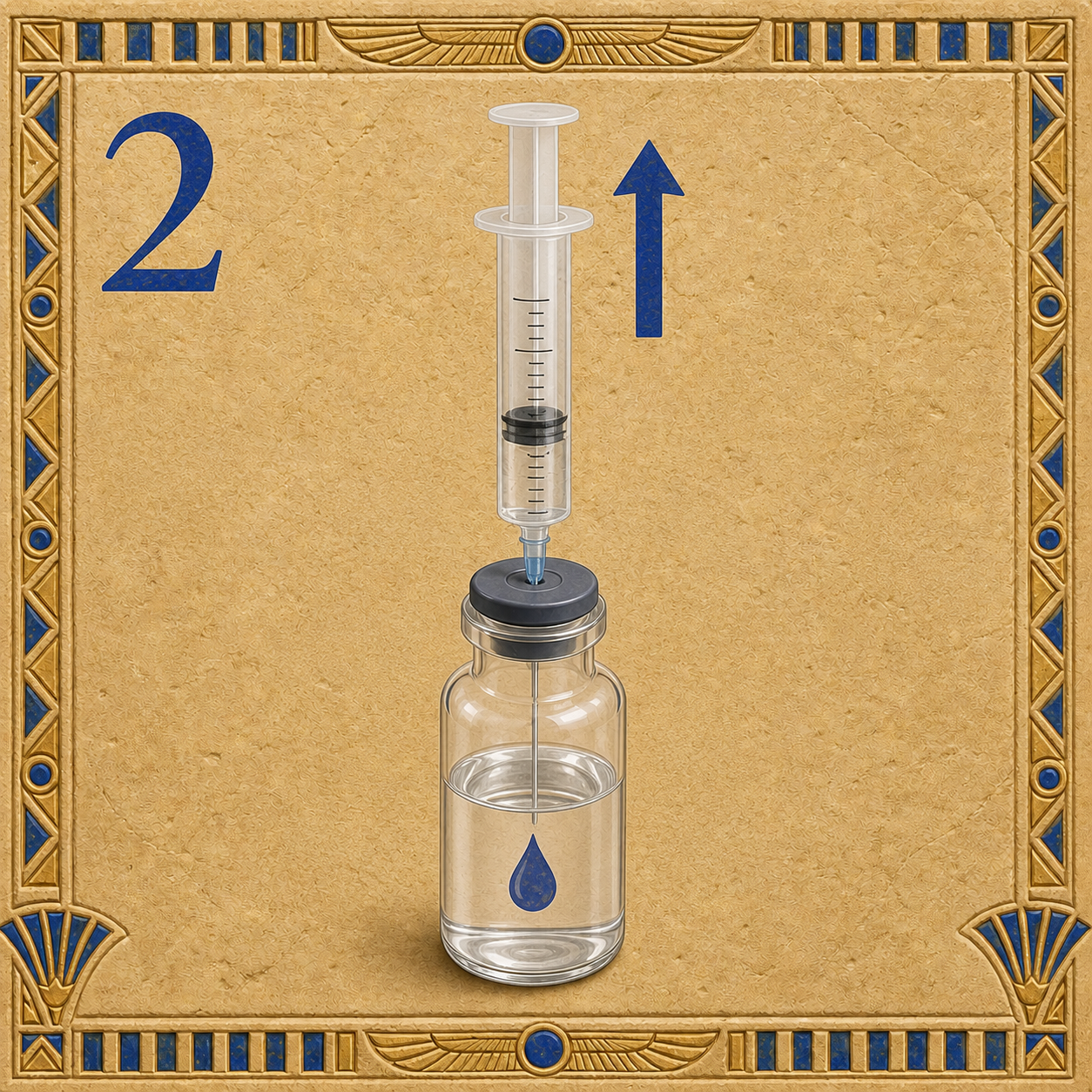 A syringe drawing bacteriostatic water from a vial